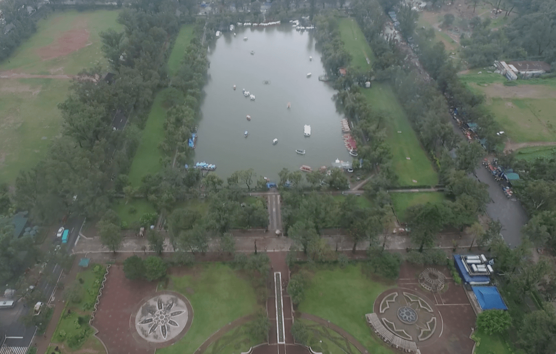 Burnham Park in Baguio City Philippines as seen from the sky